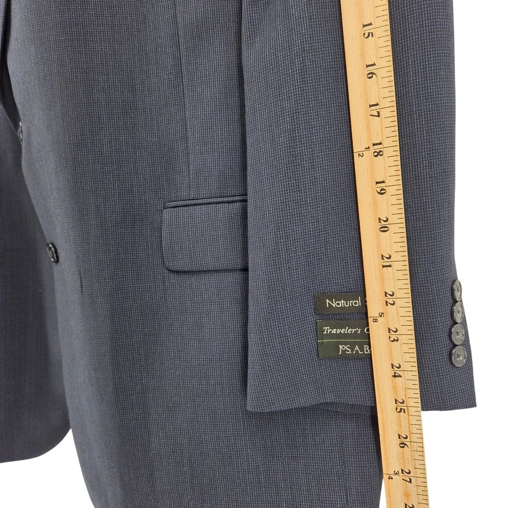 Jos. A. Bank Traveler Blazer Royal Blue Micro‎ Check Plaid Wool Sport Coat 52R